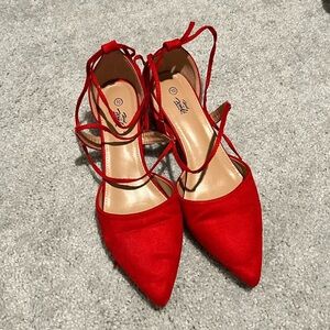 Amazon Red Strappy Heels